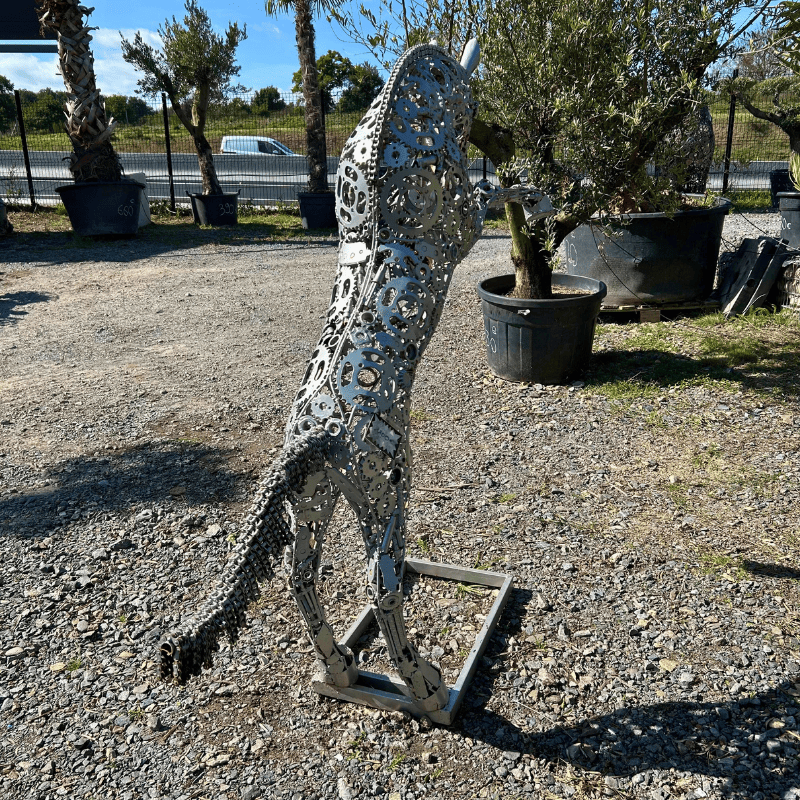 Sculpture de petit cheval cabré argent en métal