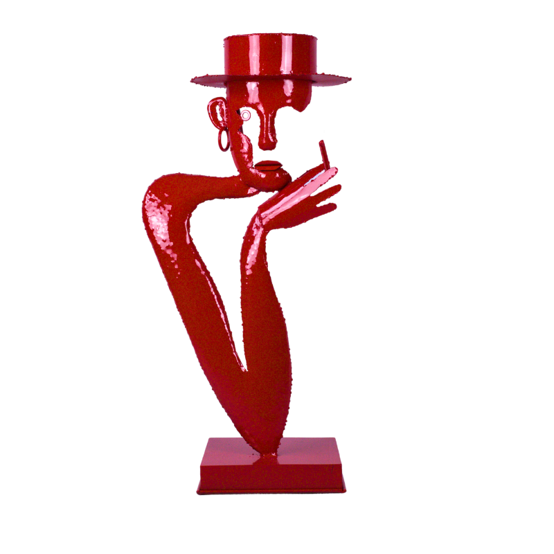 Sculpture silhouette gentleman au cigare en métal